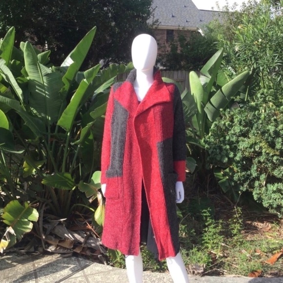 NWT Joseph A Long Open Ribbed Knit Sweater ColorBlock Cardigan - Picture 2 of 15